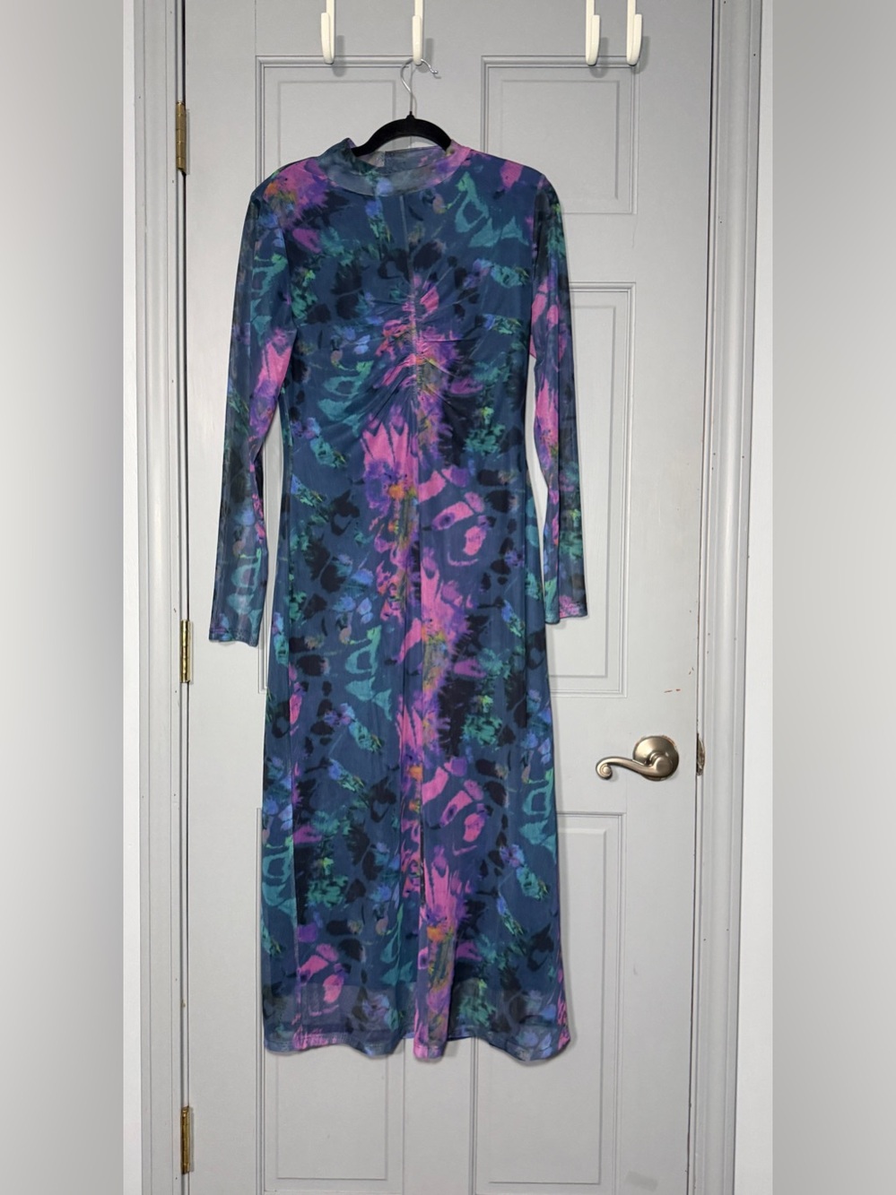 French Connection Abstract Floral Maxi Dress - Blue, Pink & Teal
